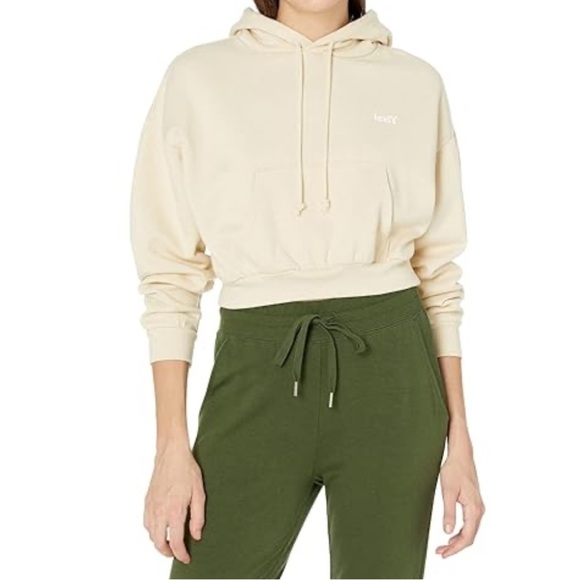🚨Levi's Laundry Day Cropped Hoodie Sweater Women’s L Relaxed Fit Grunge Lounge - Picture 2 of 12